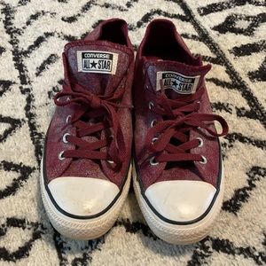 Lightly worn Converse. Burgundy with sparkles